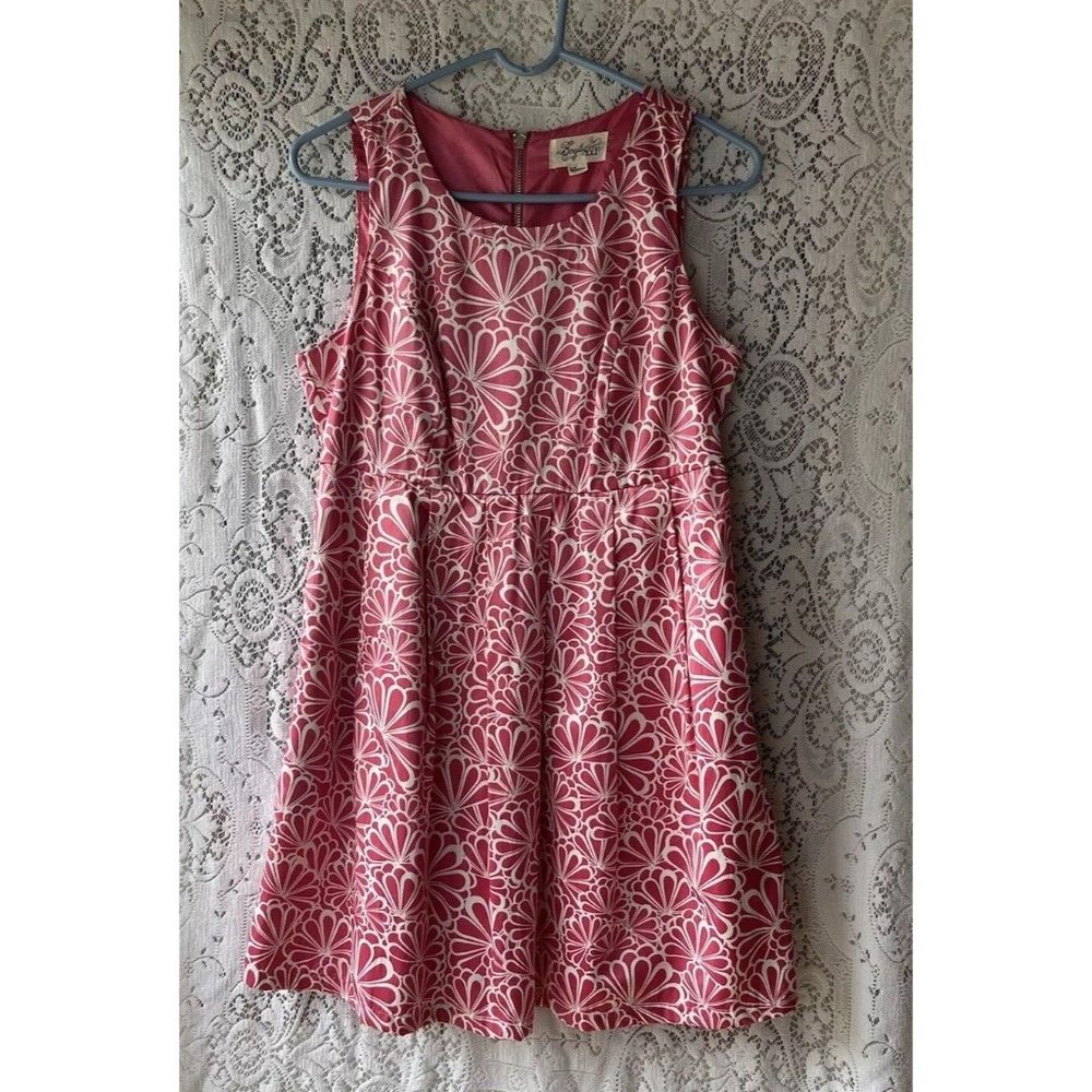 XXI Pink White‎ Floral Dress Medium Sleeveless Pleated Pockets Cottagecore